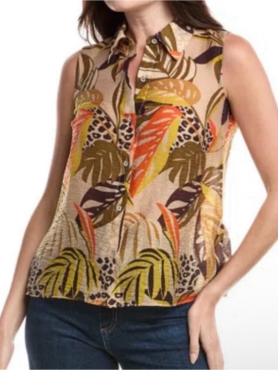 CAbi Tops - CAbi Bali Tropical Print Shirt
